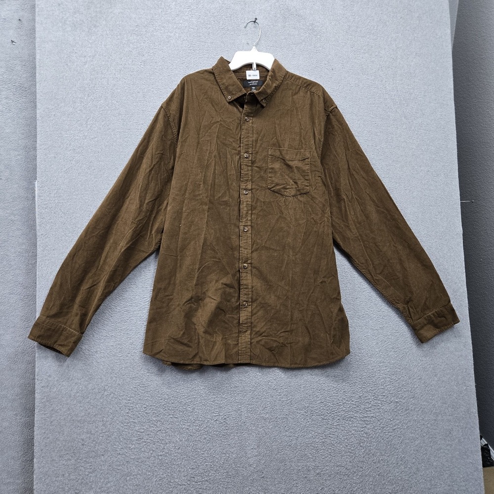 Banana Republic Men Button Up Shirt 2XL TALL Brown Corduroy Slim Untucked NWT